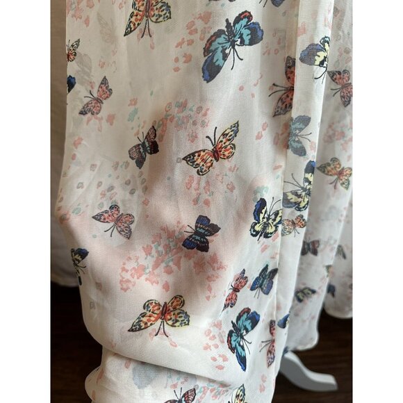 Disney Cinderella White Hi Lo‎ Semi Sheer Butterflies Dress Ruffle Princess XS - Picture 9 of 12